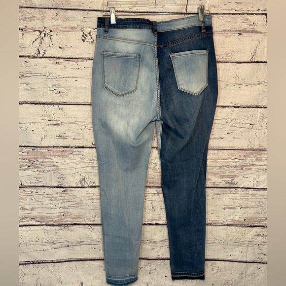 FASHION NOVA Jeans Skinny Colorblock Two Tone-7 - Picture 2 of 2